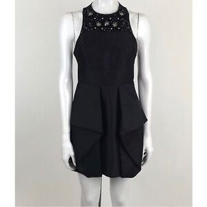 Tibi Size 4 Sigfried Black Satin Beaded Dress